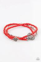 Lovers Loot - Red - Paparazzi Heart Stretchy Bracelet