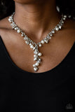 Vintage Heartthrob - White - Paparazzi Heart Charm Necklace