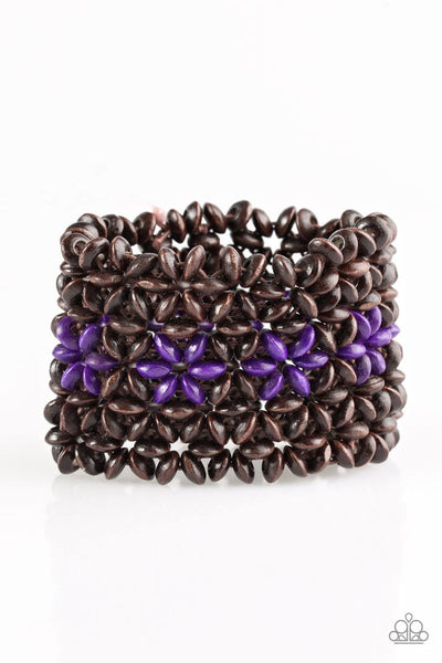 Bahama Babe - Purple - Paparazzi Stretchy Wood Bracelet #2423 (D)