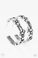 Garden County - Silver -Paparazzi Earrings Hoops Flowers Fashion Fix #2692