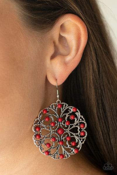 Rainbow Dew - Red - Paparazzi Earrings