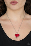 Heart Flutter - Red - Paparazzi Heart Necklace
