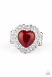 Lovely Luster - Red - Paparazzi Cat's Eye Stone Heart Ring