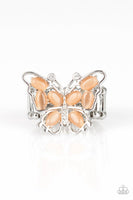 Flutter Flair - Orange - Paparazzi Moonstone Butterfly Ring