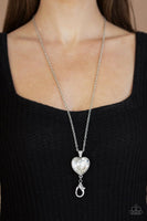 Lovely Luminosity - White - Paparazzi Heart Lanyard Necklace