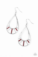 Line Crossing Sparkle - Red - Paparazzi Earrings