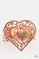 Find It In Your Heart - Copper - Paparazzi Heart Ring