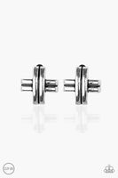 Couture Crossover - Silver - Paparazzi Clip-On Earrings #513