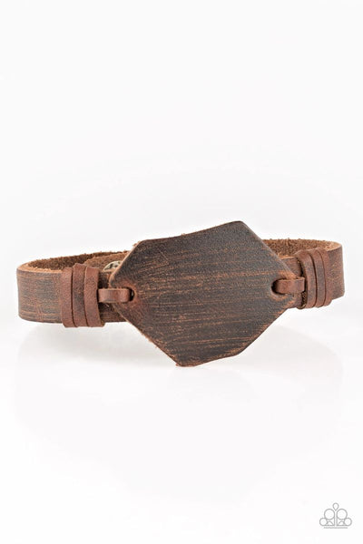 Paparazzi - Boot Camp - Brown Snap Leather Bracelet