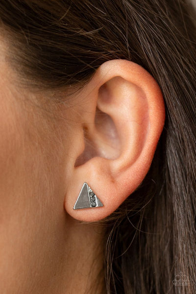Paparazzi - Pyramid Paradise - Silver Post Earrings