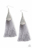 Paparazzi - In Full Plume - Silver Tassel Fringe Earrings #1382 (D)