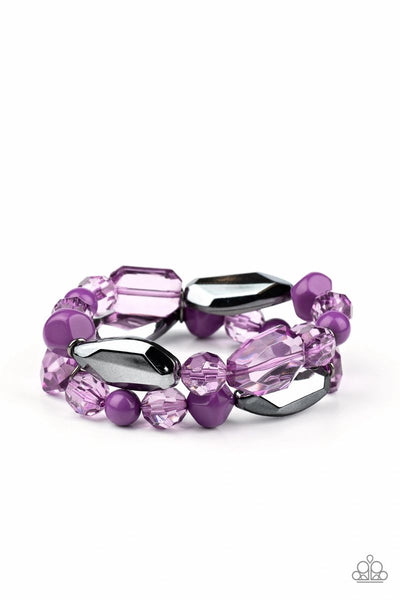 Rockin Rock Candy - Purple - Paparazzi Stretchy Bracelet