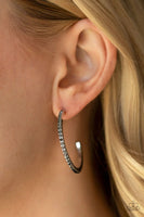 Rhinestone Revamp - Black - Paparazzi Hoop Earrings