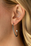 Rhinestone Revamp - Black - Paparazzi Hoop Earrings