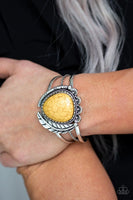 Natures Bounty - Yellow - Paparazzi Feather Cuff Bracelet