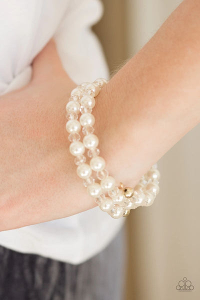 Modestly Modest - White - Paparazzi Coil Infinity Wrap Bracelet #1013