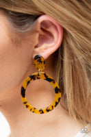 Fish Out Of Water - Yellow - Paparazzi Post Acrylic Earring