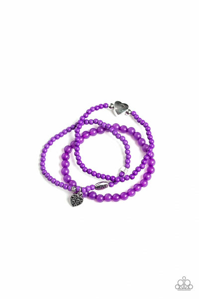 Paparazzi - Really Romantic - Purple Heart Stretchy Bracelet #4251 (D)