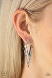 Paparazzi - Point-BANK - White Double Post Earrings #3594