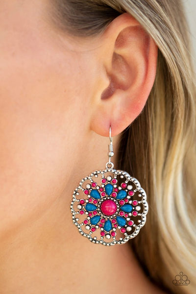 Paparazzi - Mardi Gras Garden - Pink Earrings #1767 (D)