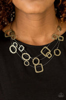 Paparazzi - GEO-ing Strong - Brass Necklace #4221