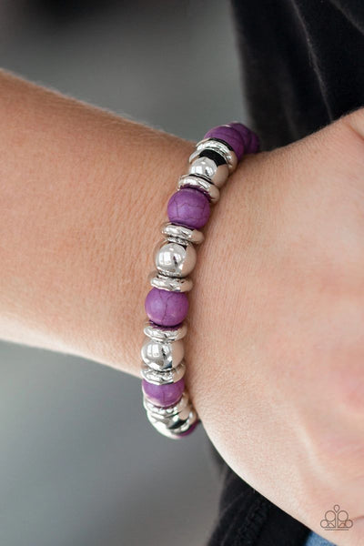 Across the Mesa - Purple - Paparazzi Stretchy Bracelet