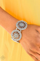 Marigold Medallions - Silver - Paparazzi Stretchy Bracelet Fashion Fix #1356 (D)