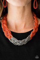 Paparazzi - Brazilian Brilliance - Orange Seed Bead Necklace #4031 (D)