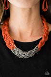 Paparazzi - Brazilian Brilliance - Orange Seed Bead Necklace #4031 (D)