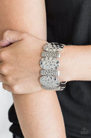 Cave Cache - Silver - Paparazzi Stretchy Bracelet