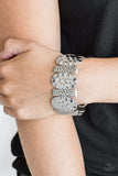 Cave Cache - Silver - Paparazzi Stretchy Bracelet