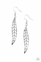 Feelin Feathery - Silver - Paparazzi Feather Earrings #1839