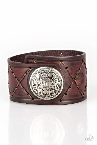 Badlands Bandit - Brown - Paparazzi Snap Leather Urban Bracelet #3016