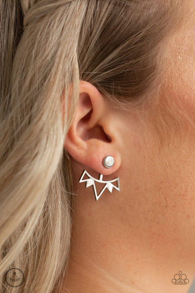Like A Flash - Silver - Paparazzi  Post Double Post Earrings 797(D)