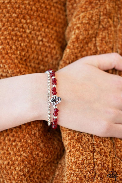 Rare Romance - Red - Paparazzi Heart Clasp Bracelet