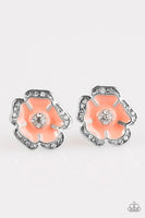 Hibiscus Springs - Orange - Paparazzi Post Flower Earrings #1233