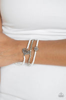 Paparazzi - Lovers Loot - White Heart Stretchy Bracelet #390 (D)