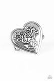 Beloved Bloom - Silver - Paparazzi Flower Heart Ring