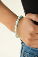 Paparazzi - Powder and Pearls - Blue Stretchy Bracelet #4029