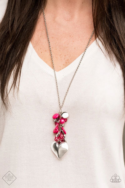 Paparazzi - Beach Buzz - Pink Shell Butterfly Heart Necklace Fashion Fix