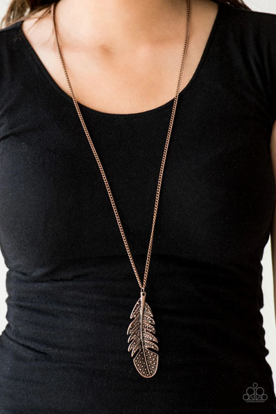 Free Bird - Copper - Paparazzi Feather Necklace (#2482)