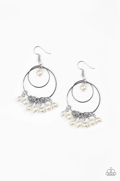 Paparazzi - New York Attraction - White Earrings #4058 (D)