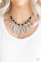 Highland Harvester - Black - Paparazzi Leaf Necklace