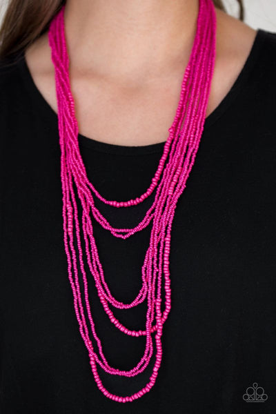 Totally Tonga - Pink - Paparazzi Seed Bead Necklace