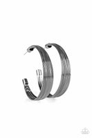 Live Wire - Gunmetal Black - Paparazzi Hoop Earrings 107(D)