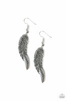 FOWL Play - Silver - Paparazzi Feather Earrings