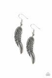FOWL Play - Silver - Paparazzi Feather Earrings