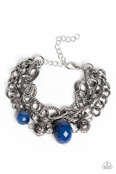 Paparazzi - Mega Malibu - Blue Clasp Bracelet #1370 (D)