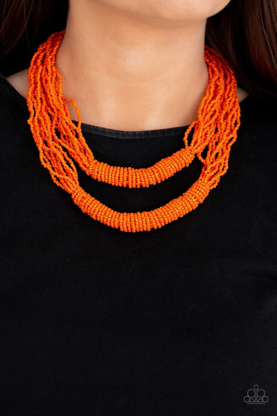 Paparazzi "Right As RAINFOREST" - Orange Seed Bead Necklace #1736