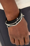 Paparazzi - Fiercely Frosted - Black Stretchy Bracelet